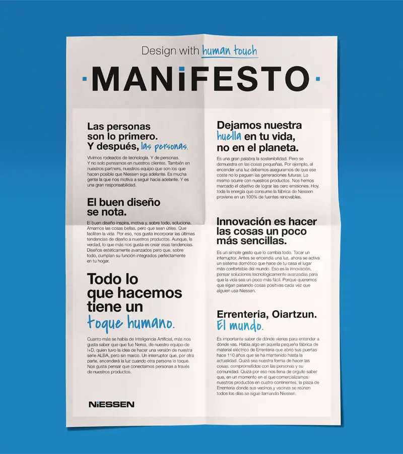Niessen Design with human touch manifiesto